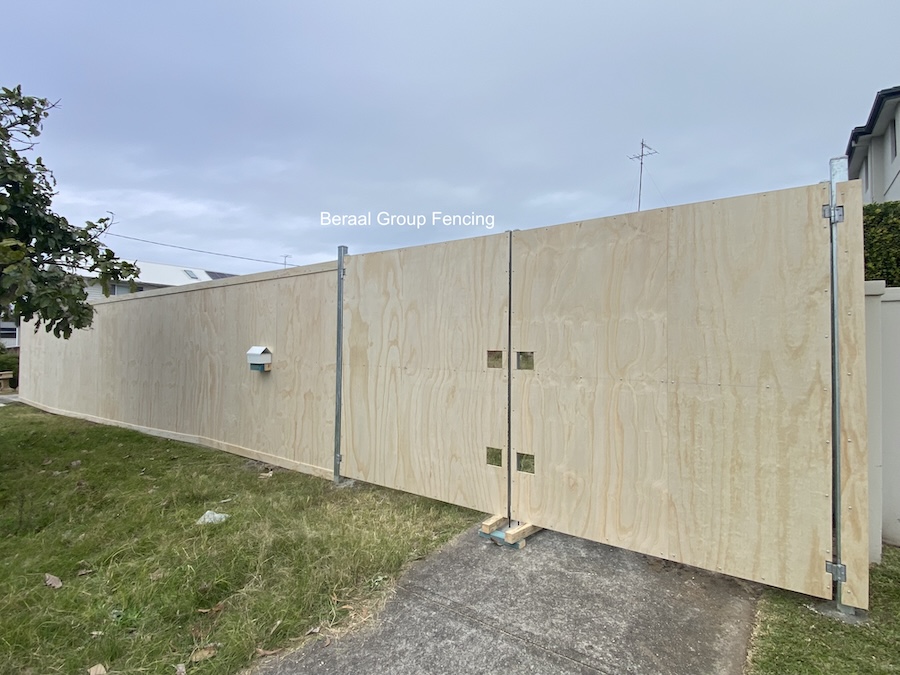 Timber site hoarding fence installed at construction site